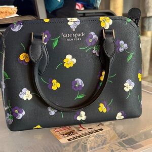 Kate Spade Black Bag with Purple and Yellow Floral Design